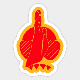 Red hand signal for shark, scuba diver design Sticker